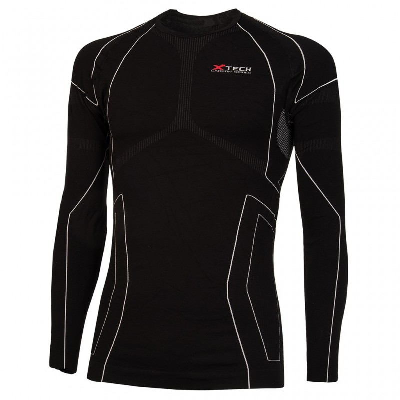 XTECH MAGLIA INTIMA RACE 3 MANICHE LUNGHE GIROCOLLO, NERO