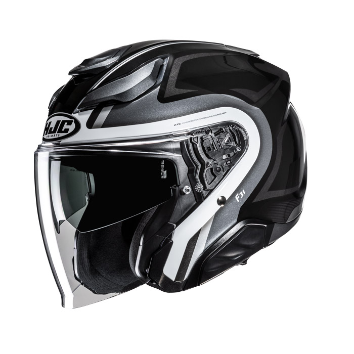 HJC CASCO JET F31 BASK NERO GRIGIO BIANCO